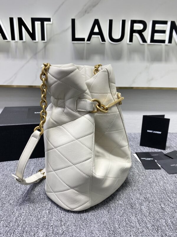YSL LE MAILLON Buckle Bucket Bag - White 80863 - Image 4