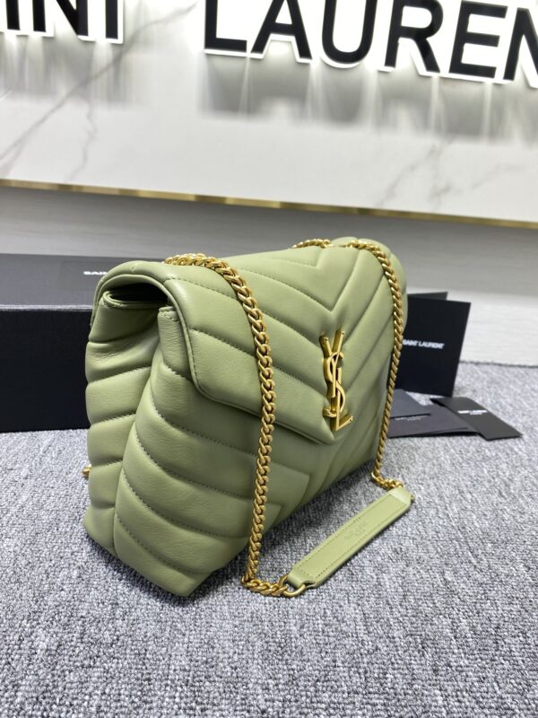 YSL LouLou Y-Shaped Satchel Medium Handbag - Light Green 71733 - Image 4