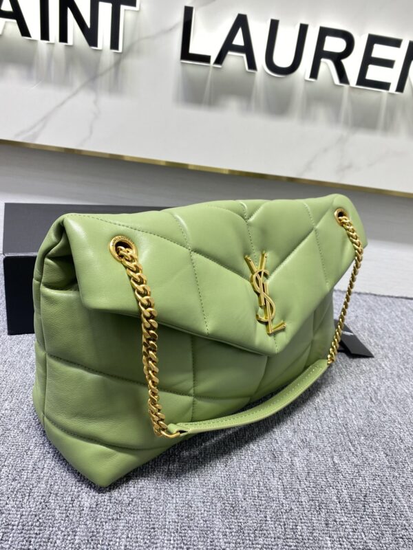 YSL Bi-Fold Back Shoulder Quilted Lambskin Large Bag - Avocado Green 43669 - Image 3