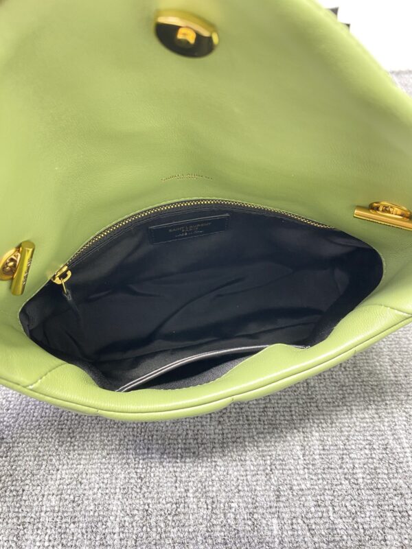 YSL Bi-Fold Back Shoulder Quilted Lambskin Medium Bag - Avocado Green 95756 - Image 3