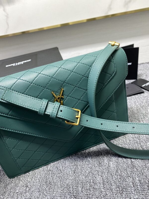 YSL Saint Laurent's Crocodile Pattern Shoulder Bag - Sea Green 21401 - Image 2
