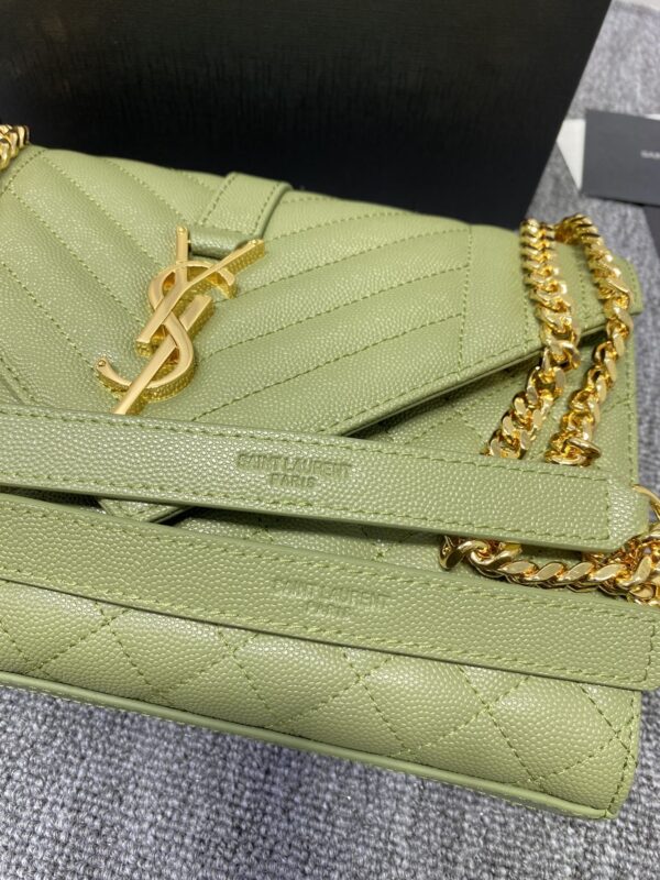 YSL Classic Grid Messenger Bag - Light Green 64269 - Image 3