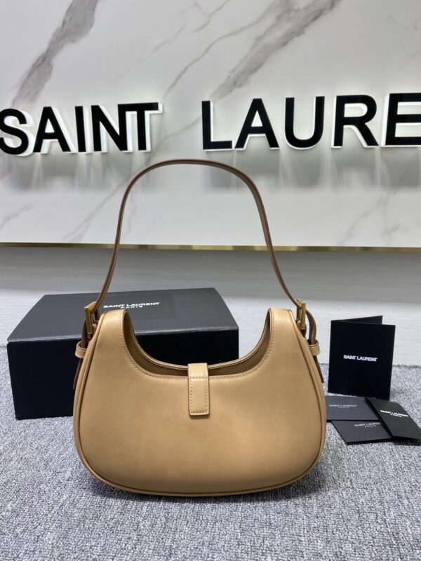 YSL Cowhide Texture Armpit Bag - Brown 38844 - Image 5