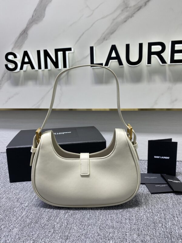 YSL Cowhide Texture Armpit Bag - White 53220 - Image 5