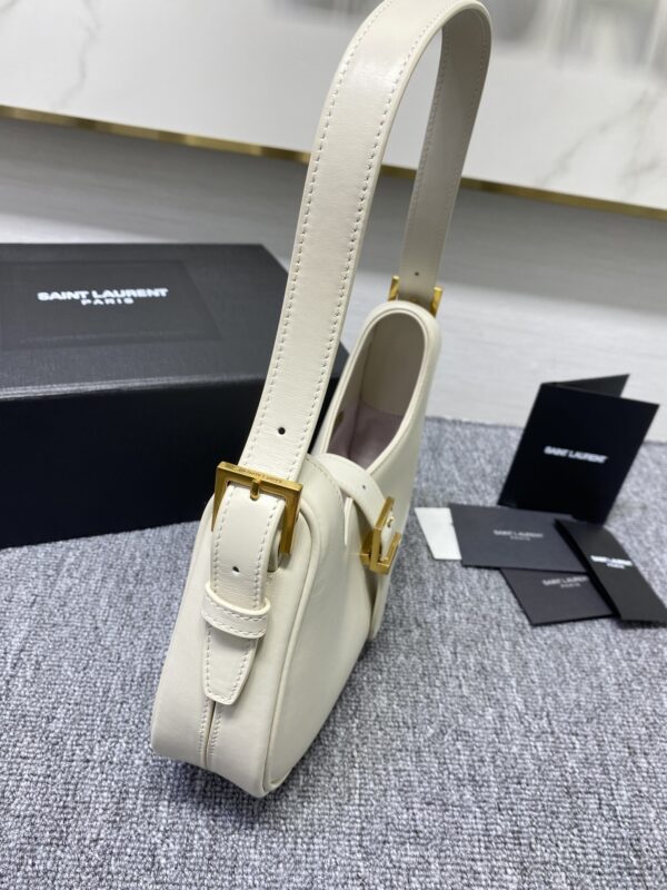 YSL Cowhide Texture Armpit Bag - White 53220 - Image 4