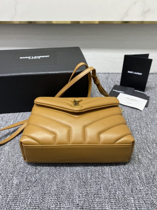 YSL LouLou Y-Shaped Satchel Small Handbag - Orange 89232 - Image 4