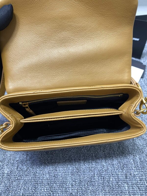 YSL LouLou Y-Shaped Satchel Small Handbag - Orange 89232 - Image 3