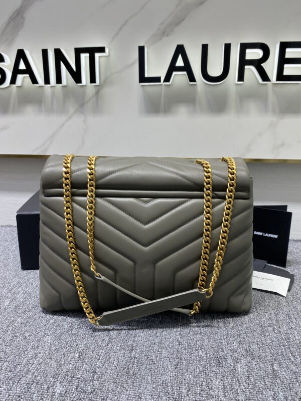 YSL LouLou Y-Shaped Satchel Large Handbag - Metal Gray 50751 - Image 5