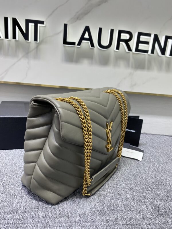 YSL LouLou Y-Shaped Satchel Large Handbag - Metal Gray 50751 - Image 4