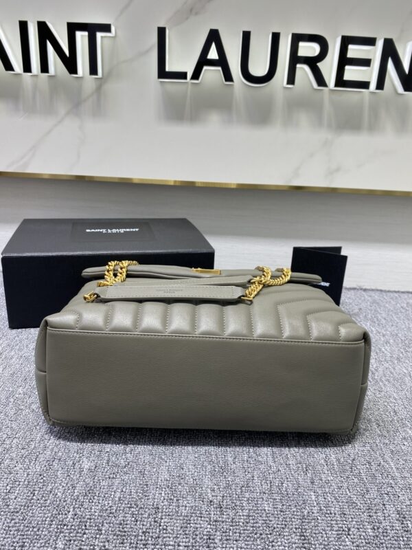 YSL LouLou Y-Shaped Satchel Large Handbag - Metal Gray 50751 - Image 2