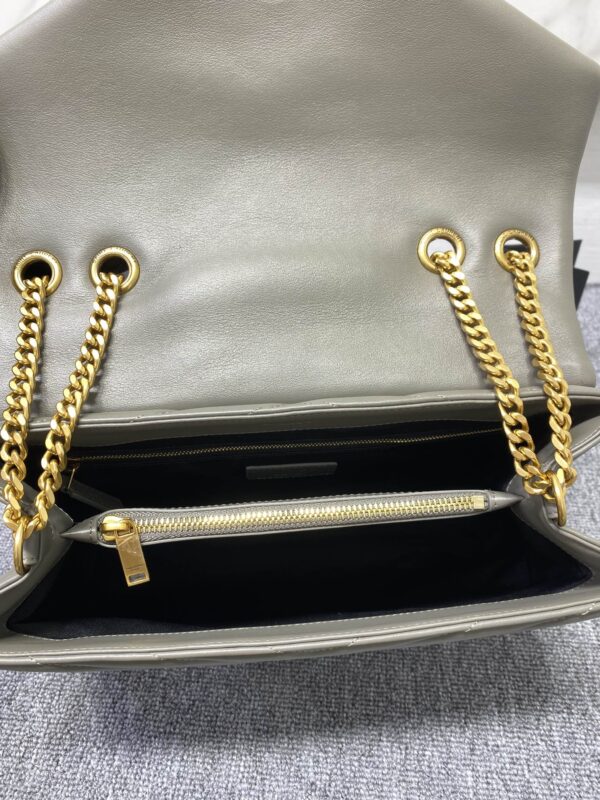 YSL LouLou Y-Shaped Satchel Large Handbag - Metal Gray 50751 - Image 3