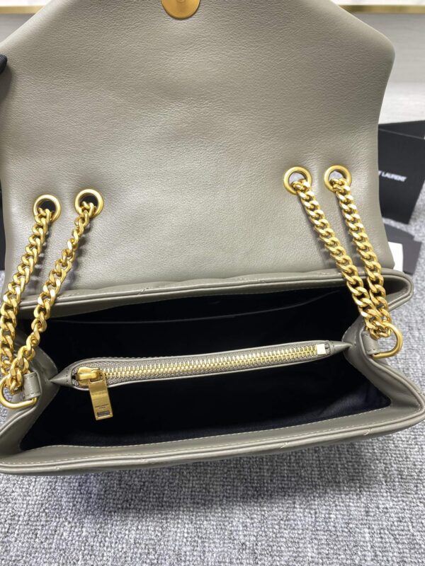 YSL LouLou Y-Shaped Satchel Medium Handbag - Metal Gray 81509 - Image 3