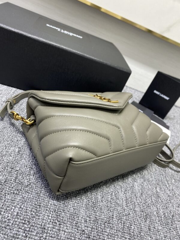 YSL LouLou Y-Shaped Satchel Small Handbag - Metal Gray 55597 - Image 4