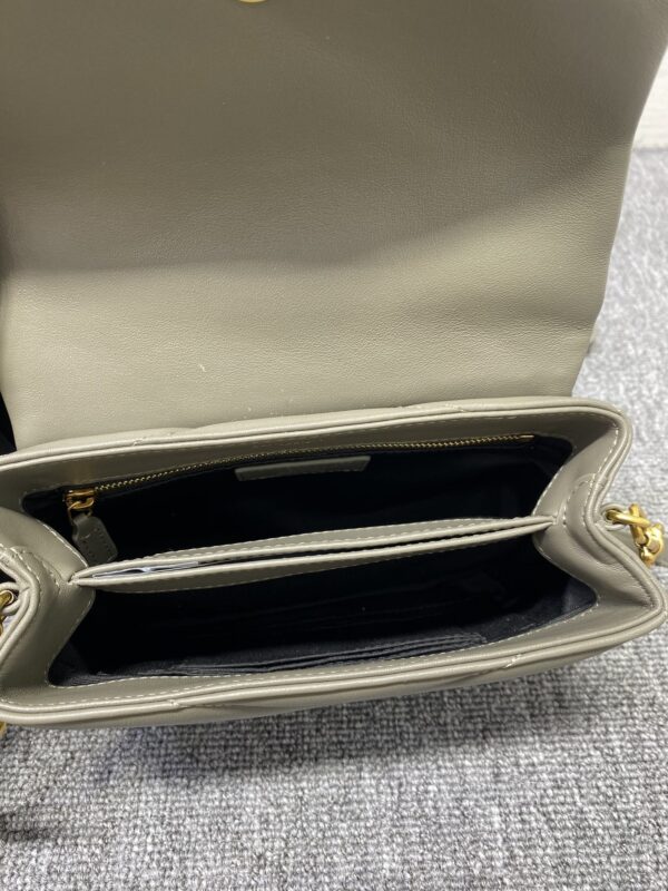 YSL LouLou Y-Shaped Satchel Small Handbag - Metal Gray 55597 - Image 3