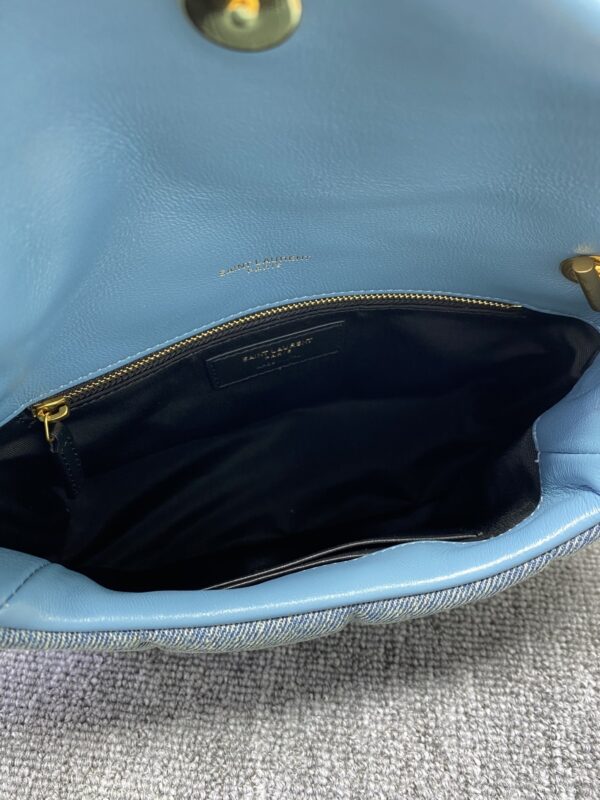 YSL Loulou Puffer Denim Small Handbag - Blue 78887 - Image 2