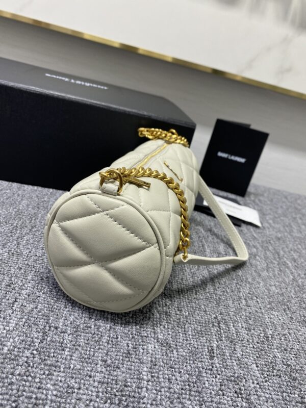 YSL Sade Armpit Cylindrical Bag - White 80318 - Image 4