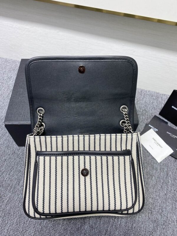 YSL Linen Stripes Large Handbag 93560 - Image 3