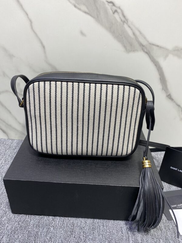 YSL Linen Stripe Camera Handbag 78301 - Image 4