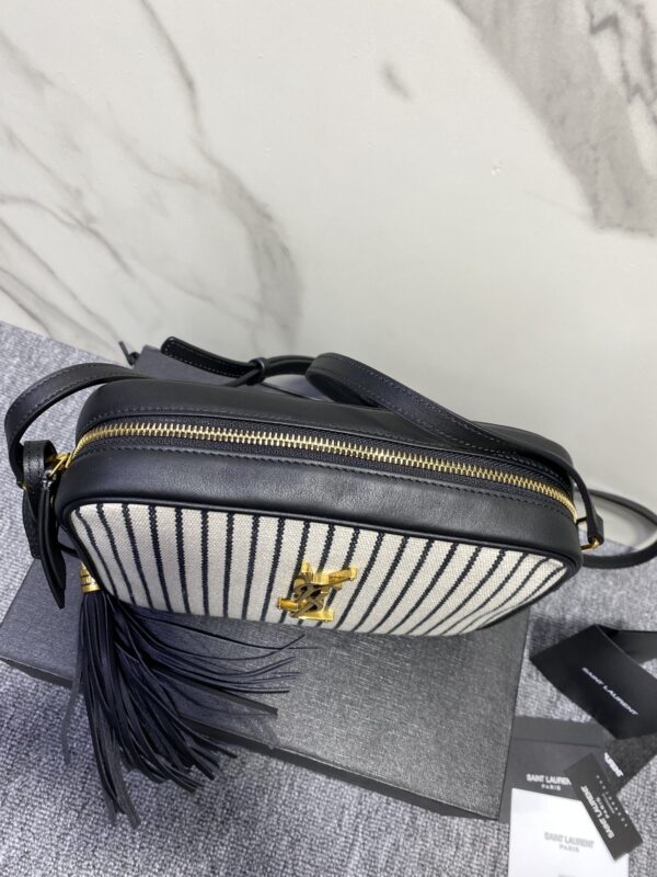 YSL Linen Stripe Camera Handbag 78301 - Image 3