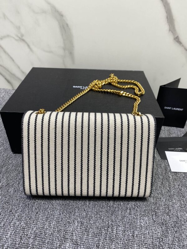 YSL Linen Stripe Cross-body Tassel Bag 22214 - Image 2