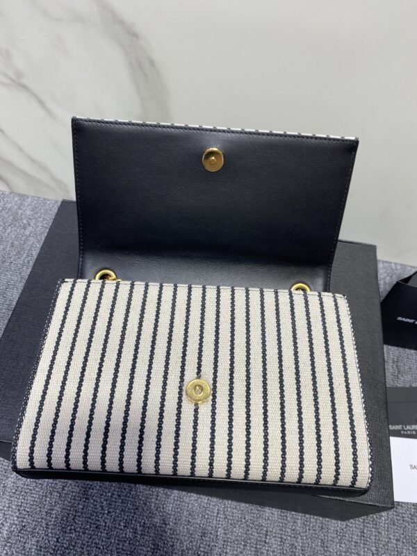 YSL Linen Stripe Cross-body Tassel Bag 22214 - Image 4