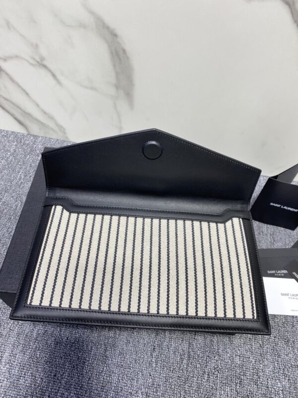 YSL Linen Stripe Handbag 30989 - Image 3