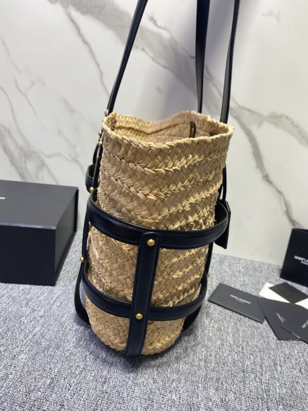 Ysl Saint Laurent Raffia Woven Basket Bag 85997 - Image 4