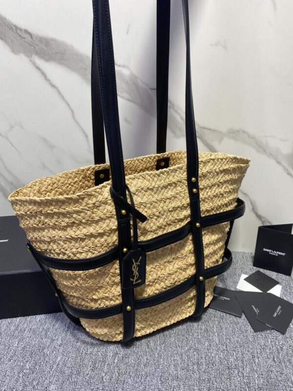 Ysl Saint Laurent Raffia Woven Basket Bag 85997 - Image 5