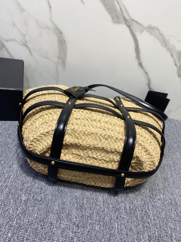 Ysl Saint Laurent Raffia Woven Basket Bag 85997 - Image 3