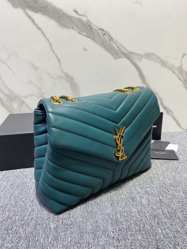 YSL LouLou Y-Shaped Satchel Large Handbag - Green 75260 - Image 4