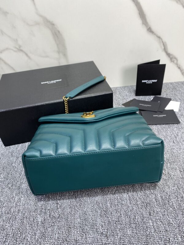 YSL LouLou Y-Shaped Satchel Medium Handbag - Green 83600 - Image 3