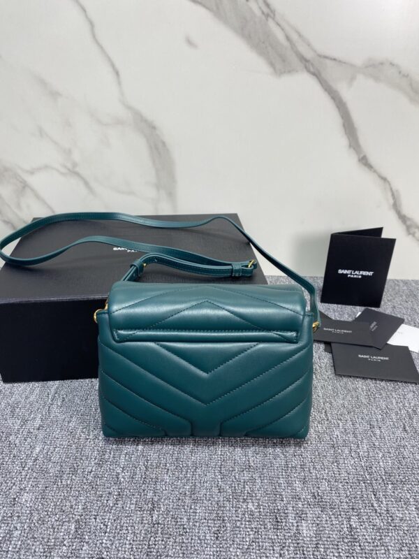 YSL LouLou Y-Shaped Satchel Small Handbag - Green 20913 - Image 5