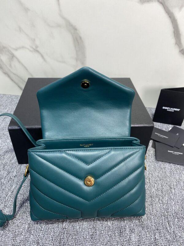 YSL LouLou Y-Shaped Satchel Small Handbag - Green 20913 - Image 3