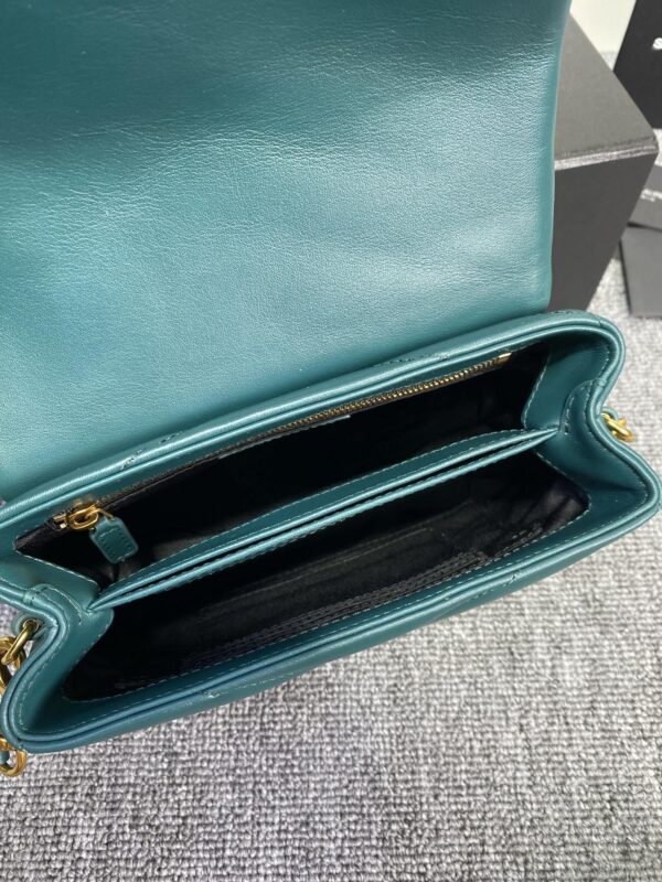 YSL LouLou Y-Shaped Satchel Small Handbag - Green 20913 - Image 2