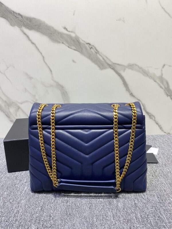 YSL LouLou Y-Shaped Satchel Large Handbag - Dark Blue 63655 - Image 5