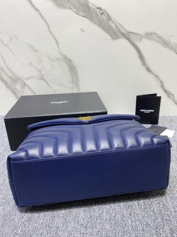 YSL LouLou Y-Shaped Satchel Large Handbag - Dark Blue 63655 - Image 2