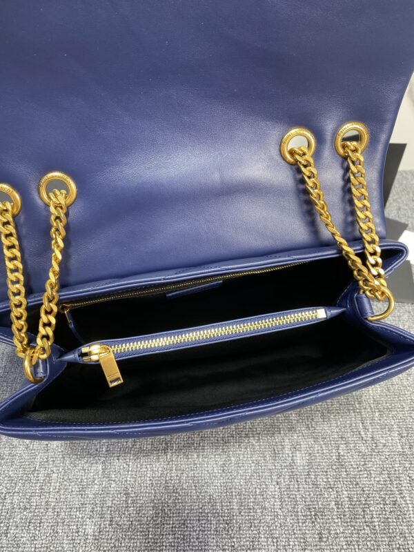 YSL LouLou Y-Shaped Satchel Large Handbag - Dark Blue 63655 - Image 3