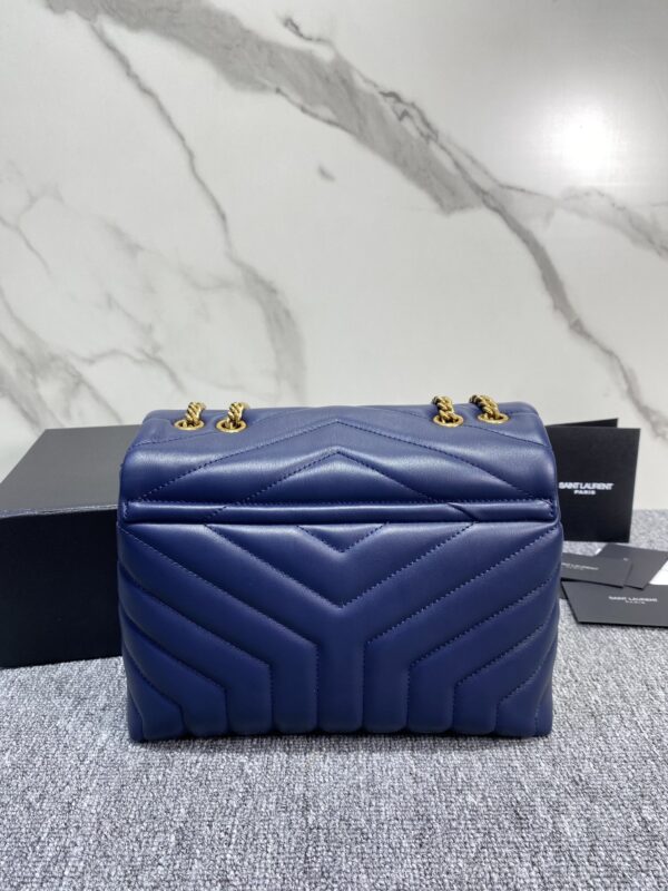 YSL LouLou Y-Shaped Satchel Medium Handbag - Dark Blue 65787 - Image 5