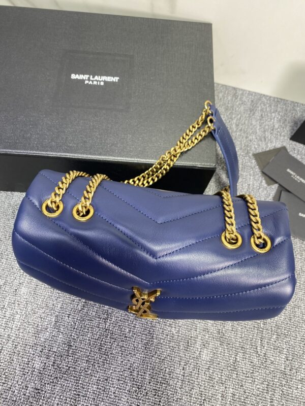 YSL LouLou Y-Shaped Satchel Medium Handbag - Dark Blue 65787 - Image 2