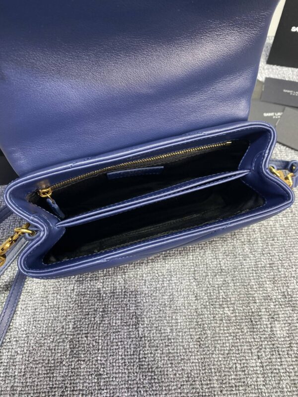 YSL LouLou Y-Shaped Satchel Small Handbag - Dark Blue 55094 - Image 3