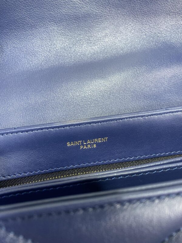 YSL LouLou Y-Shaped Satchel Small Handbag - Dark Blue 55094 - Image 2