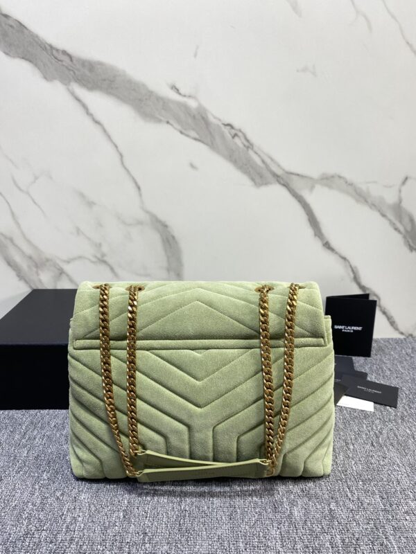 YSL Suede Large Rectangular Envelope Bag - Green 67961 - Image 2