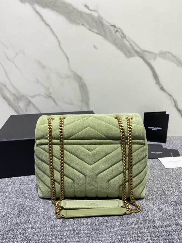 YSL Suede Medium Rectangular Envelope Bag - Green 89573 - Image 5