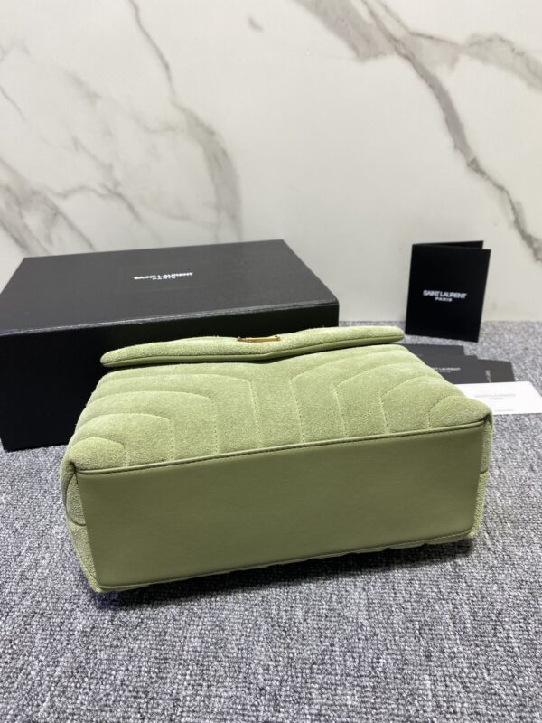 YSL Suede Large Rectangular Envelope Bag - Green 67961 - Image 3