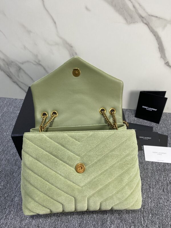 YSL Suede Large Rectangular Envelope Bag - Green 67961 - Image 4