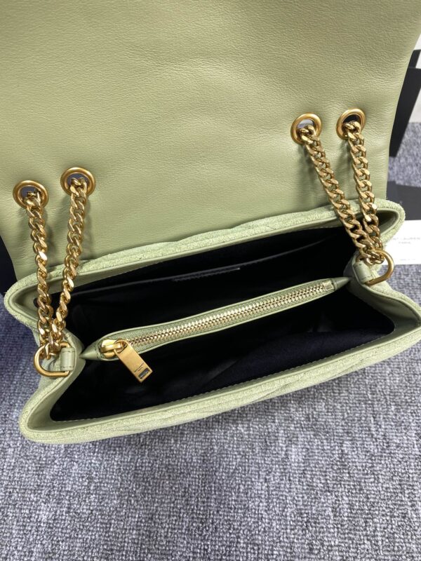 YSL Suede Large Rectangular Envelope Bag - Green 67961 - Image 5