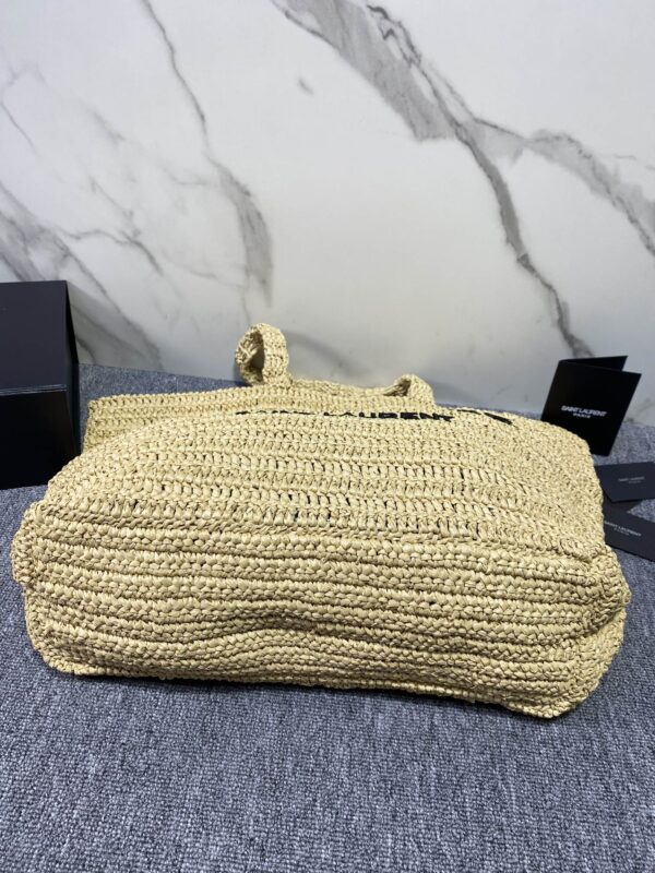 YSL Cotton Straw Tote Bag 89519 - Image 5