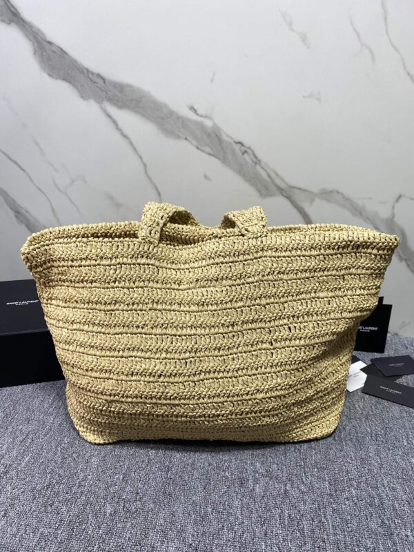YSL Cotton Straw Tote Bag 89519 - Image 4