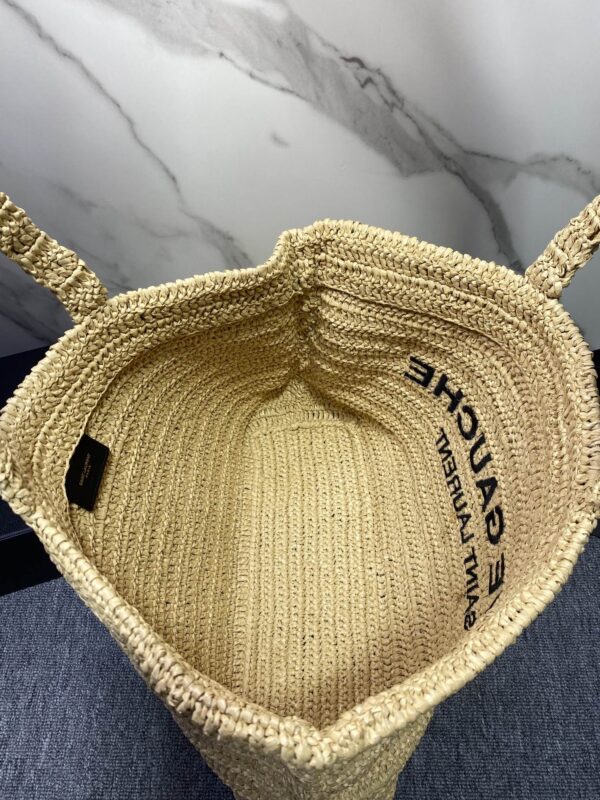 YSL Cotton Straw Tote Bag 89519 - Image 2