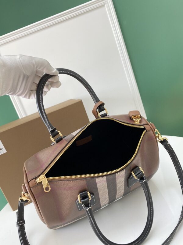Burberry Birch Brown Plaid Bowling Bag 46284 - Image 2